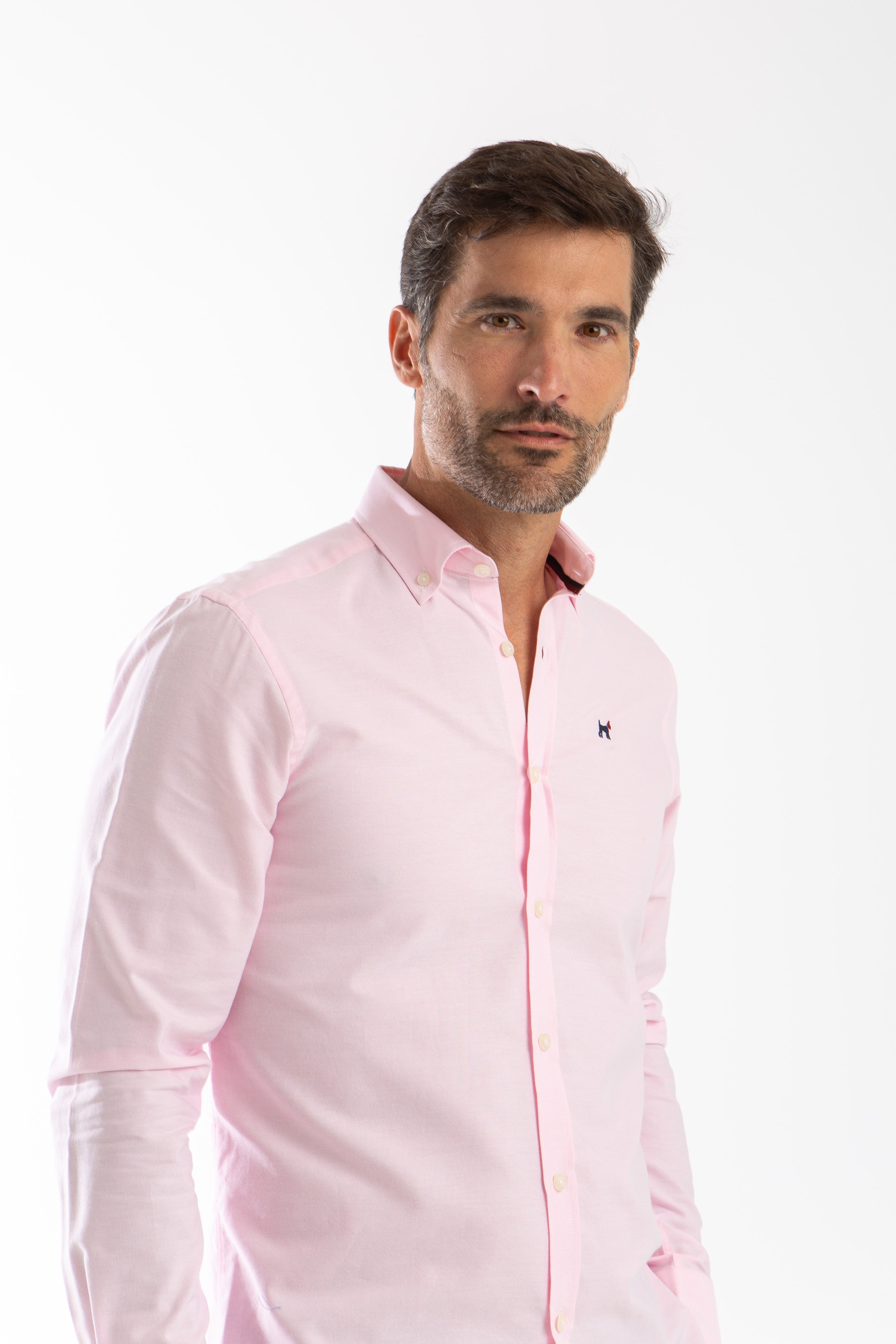 Camisa Oxford Slim Fit Rosa