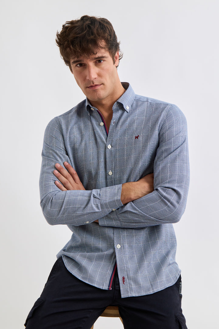 Camisa Mini Pata de Gallo Azul Marino