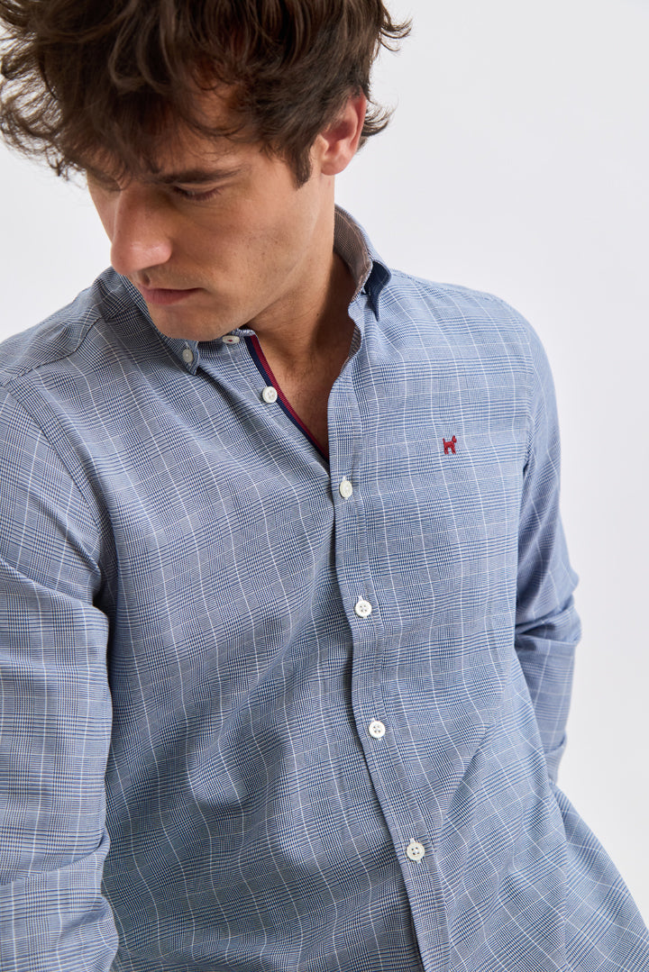 Camisa Mini Pata de Gallo Azul Marino