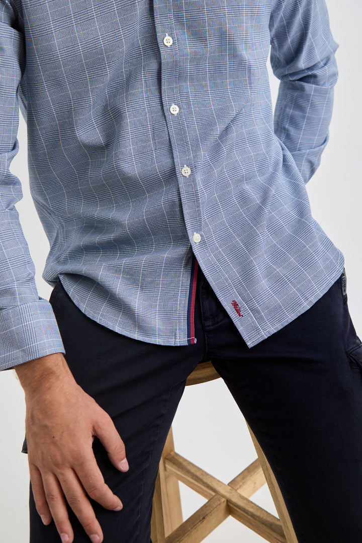 Camisa Mini Pata de Gallo Azul Marino