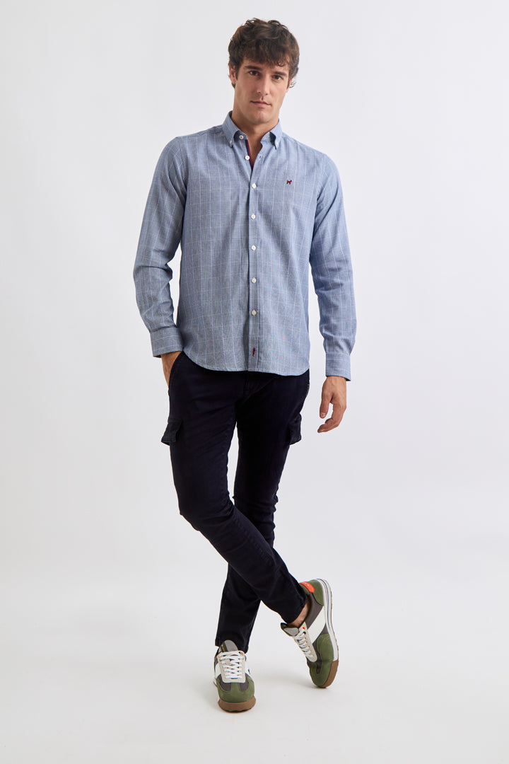 Camisa Mini Pata de Gallo Azul Marino