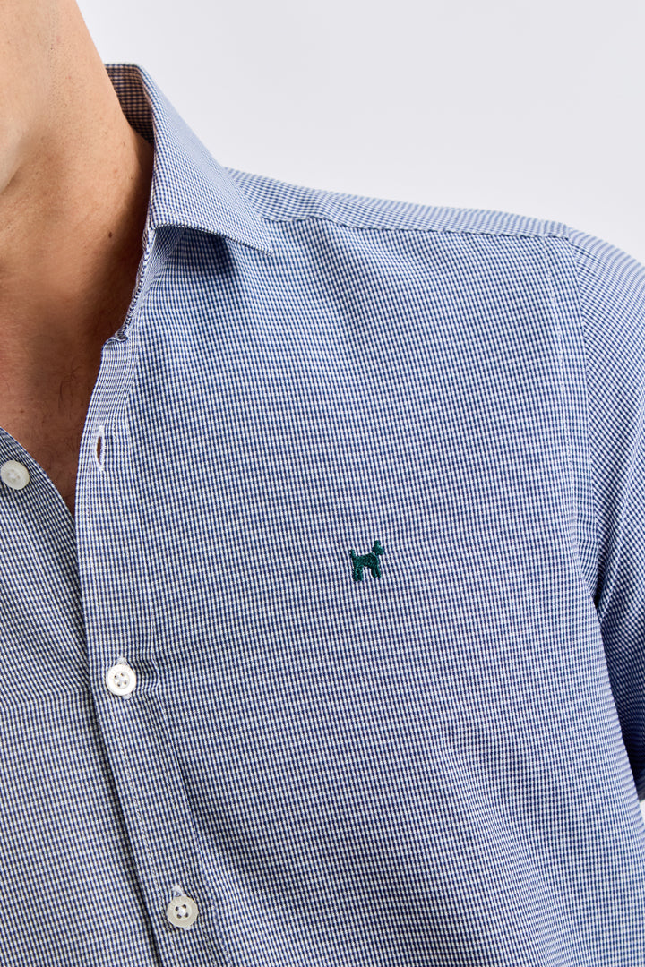 Camisa Mini Pata de Gallo Azul Marino